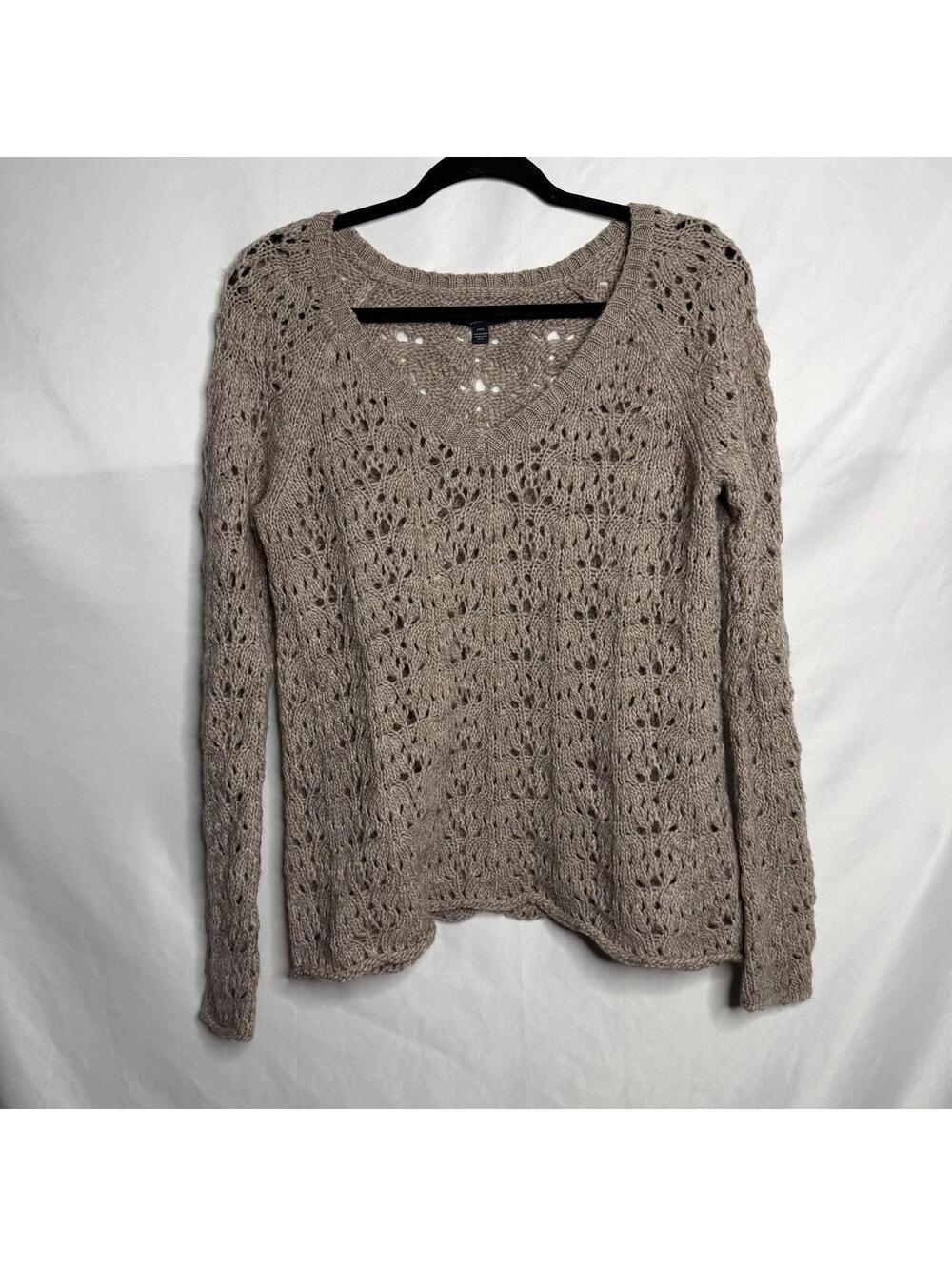 American Eagle Outfitters Women's Sweater Size M Open Knit Beige Boho